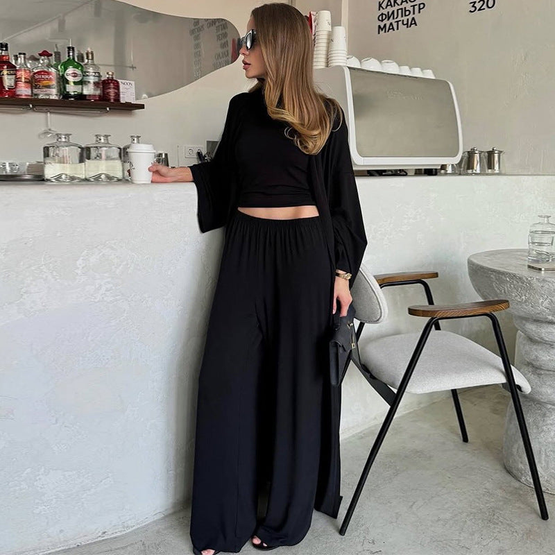 Women's Collage-Stitch Two-Piece Set – Long Sleeve Solid Color Style-HighTouch