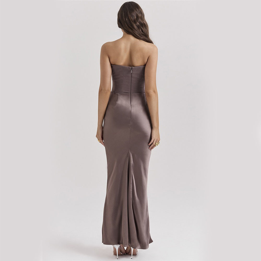 Slim Tube Top Long Dress Sexy Fashion Bandeau Backless Party Evening Dresses For Women Clothing-HighTouch