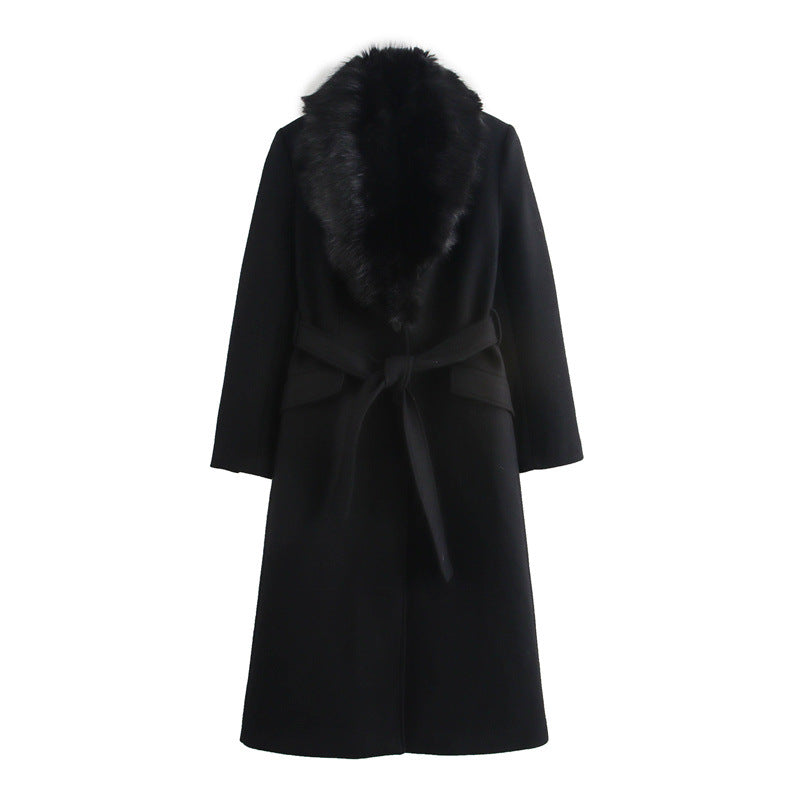 Women’s Woolen Coat with Fur Collar