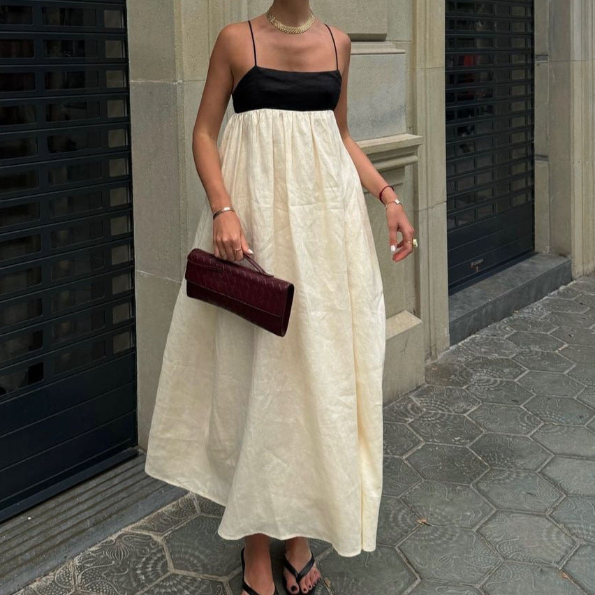 Women's Casual Cotton Linen Sleeveless Dress-HighTouch