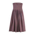 Women’s Asymmetric Pleated Maxi Dress – Elegant European Style-HighTouch