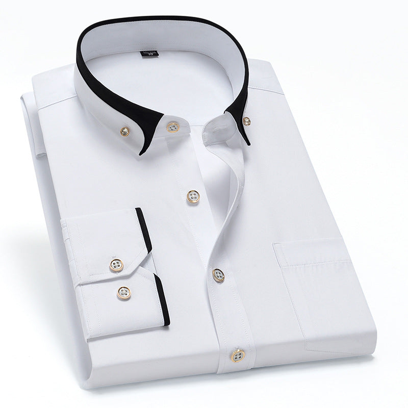 Men’s Stretch Long Sleeve Shirt Casual Non-Iron Slim Fit Dress Shirt-HighTouch