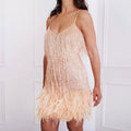 Margaret | Women's Fringe Feather Cocktail Dress for Events-HighTouch