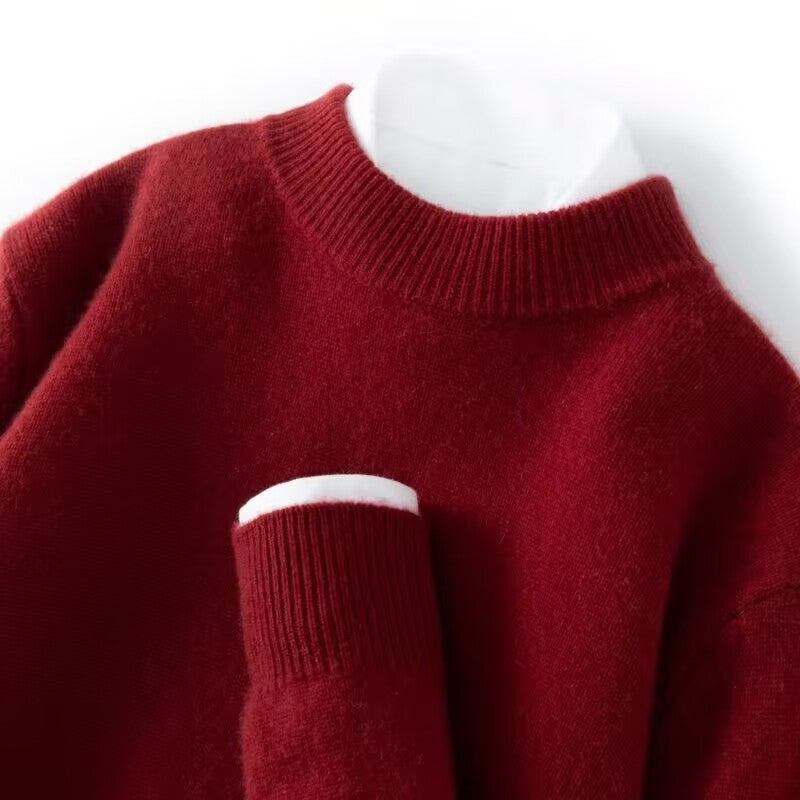 Men’s Thickened Half-High Collar Pullover – Loose Knit Sweatshirt-HighTouch