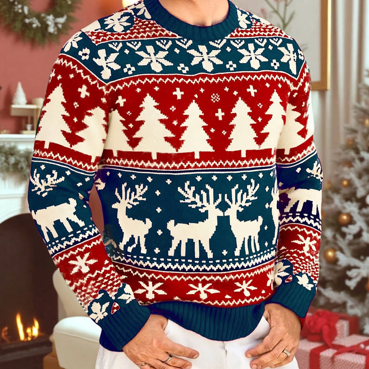 Men's Festive Knit Christmas Sweater with Winter Motifs