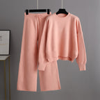 Women’s Knitted Wide-Leg Pants Set – Casual Two-Piece Knit Outfit-HighTouch
