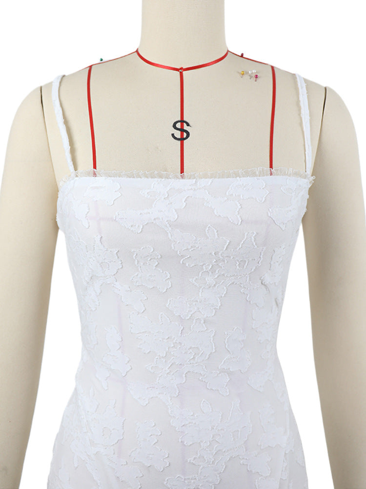 Women's Solid Color Sleeveless Sling Square Collar Backless Dress-HighTouch