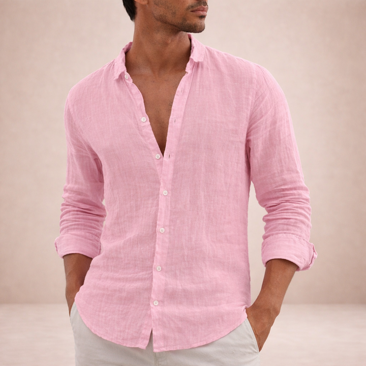 Men's Formal Linen Shirt - Smart Tailored Summer Dress Shirt