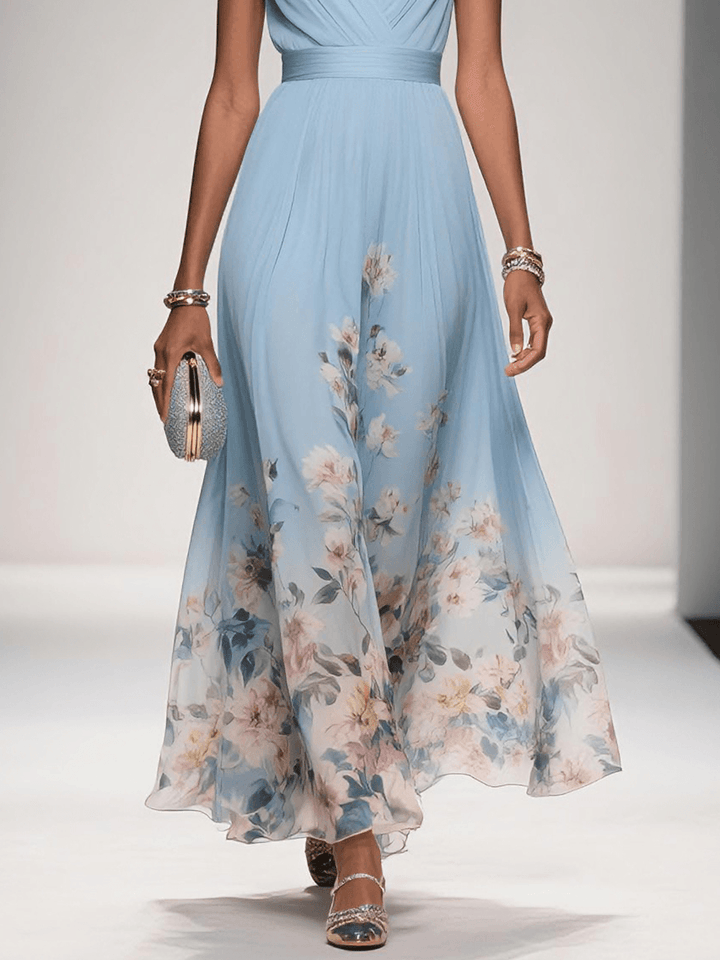 Hightouch | Drop Waist Floral Maxi Wedding Guest Dress