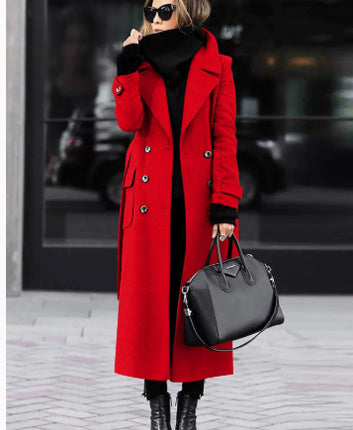 Women’s Thick Wool Extended Coat – Long Warm Winter Overcoat