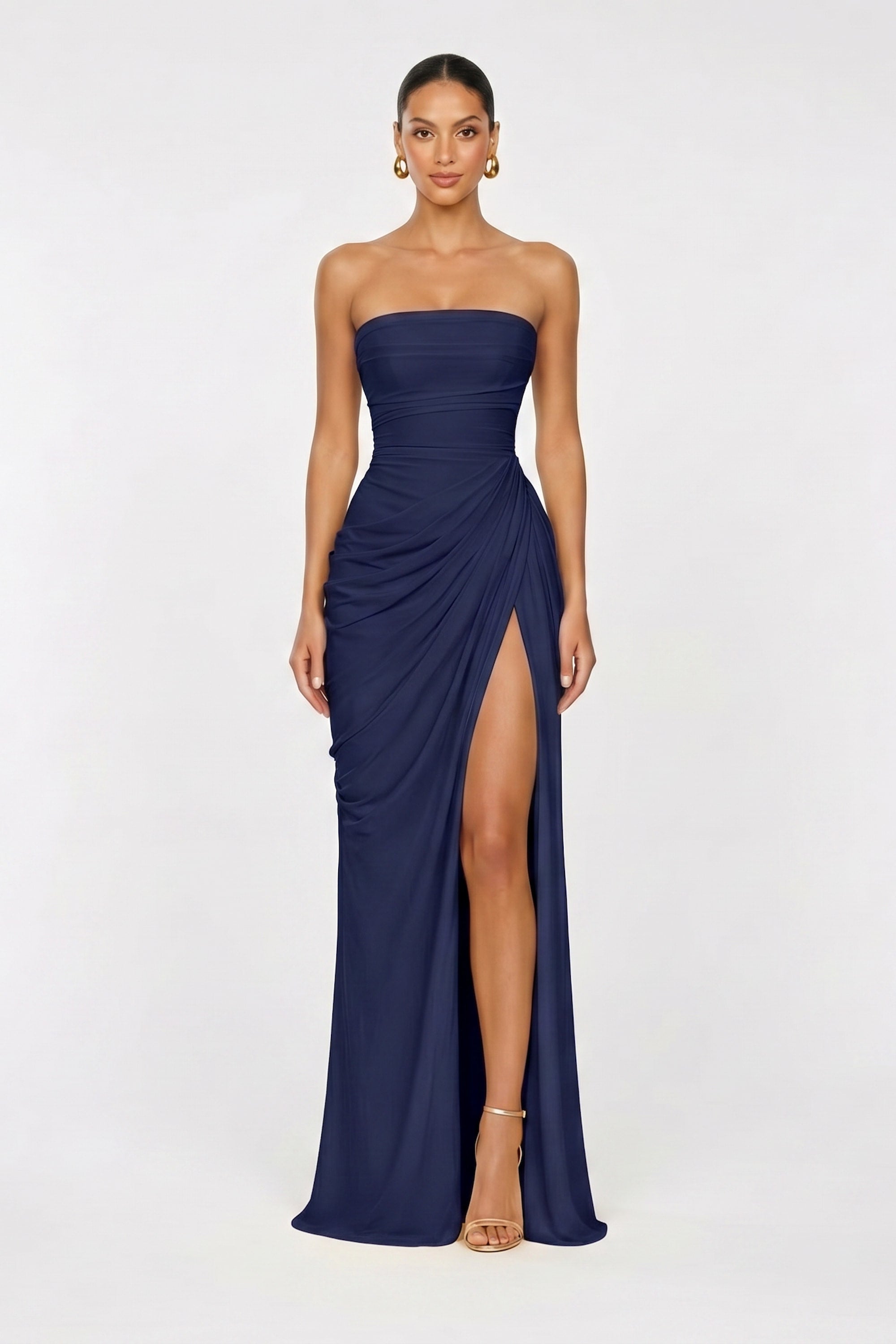 Eden Draped Slit Gown Chiffon Elite