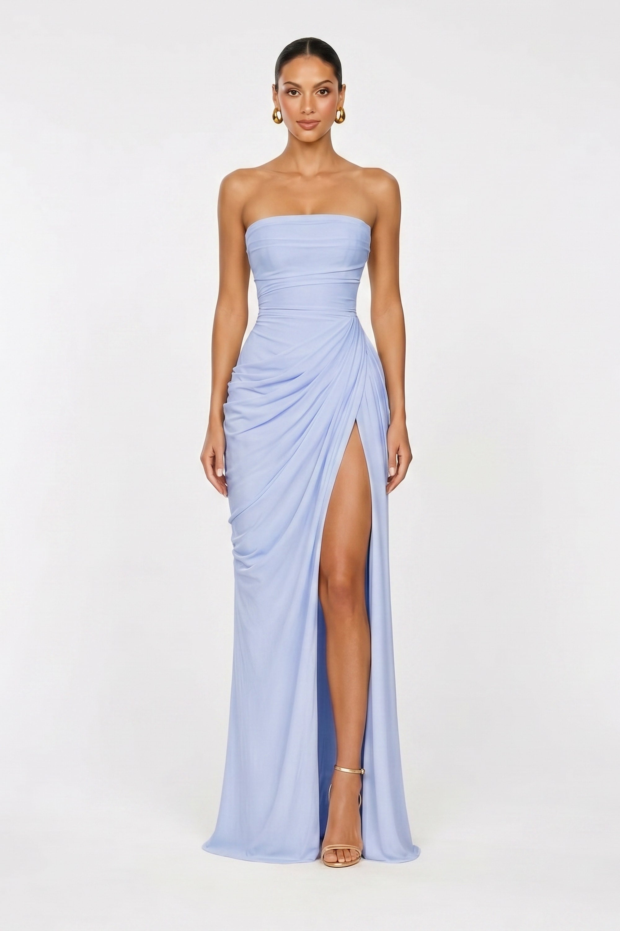 Eden Draped Slit Gown Chiffon Elite