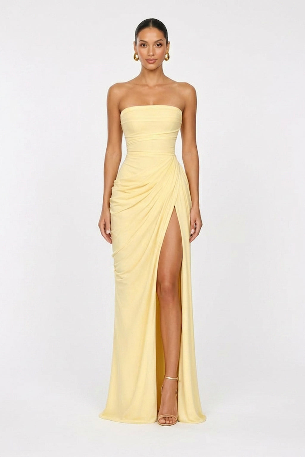 Eden Draped Slit Gown Chiffon Elite