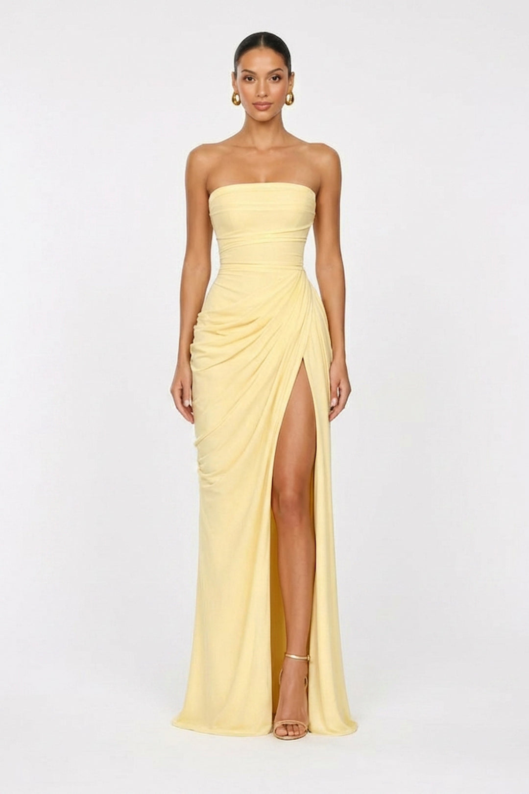 Eden Draped Slit Gown Chiffon Elite