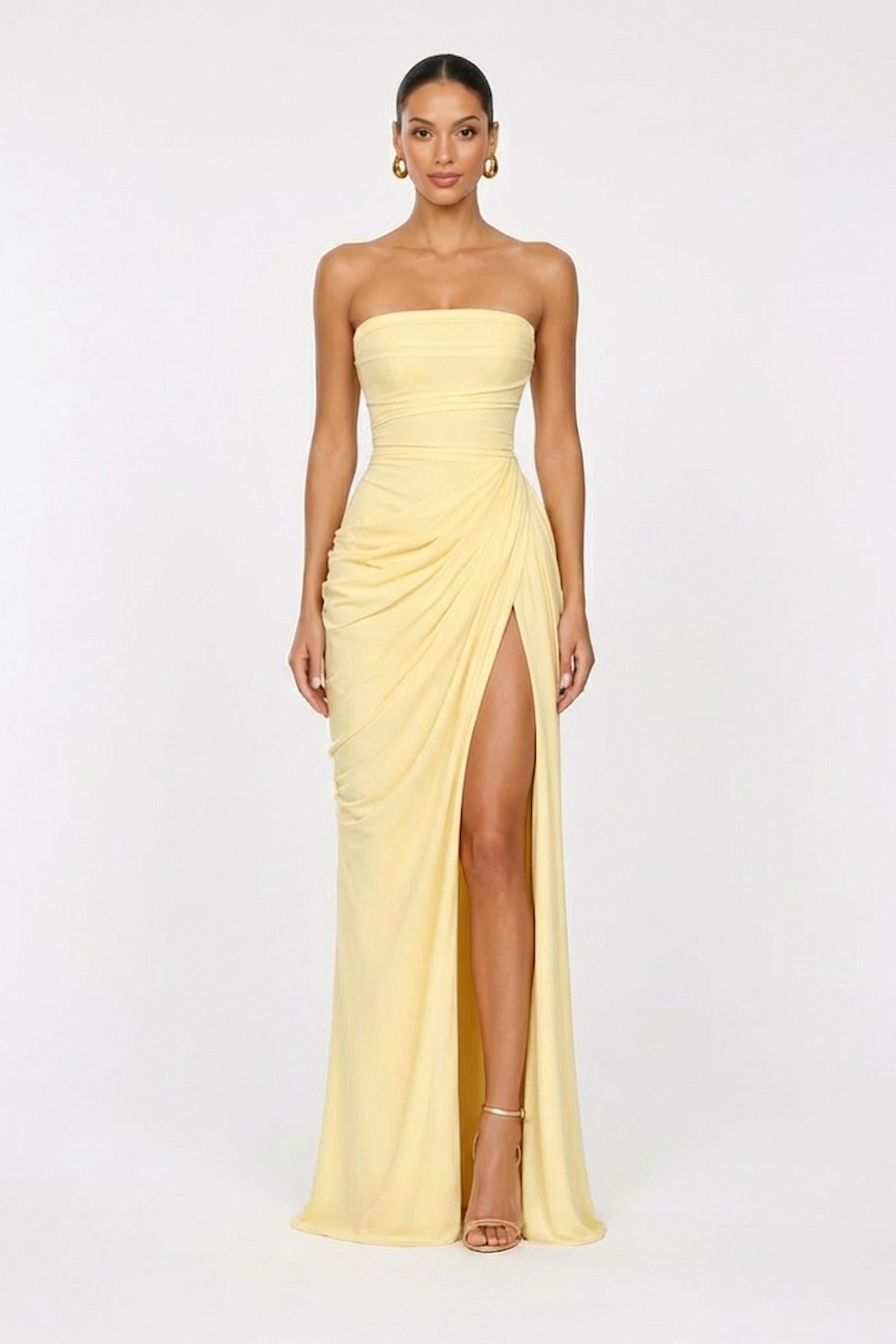 Eden Draped Slit Gown Chiffon Elite