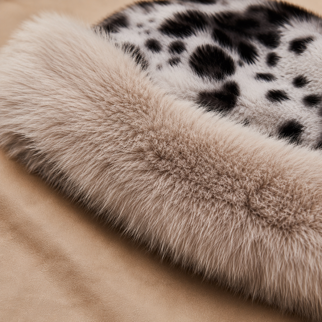 Women's Leopard Faux Fur Bucket Hat Winter Warm Cap