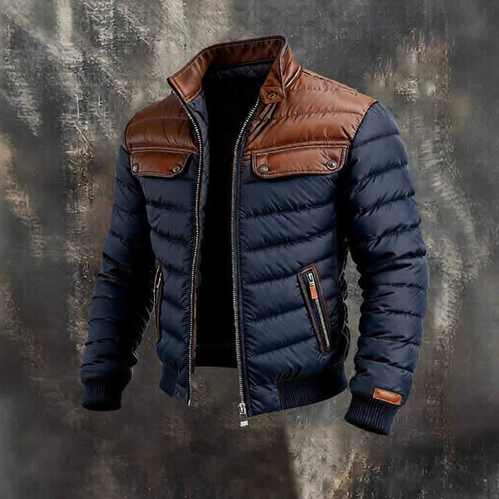 Color-block Cotton Jacket With A Zipper-HighTouch