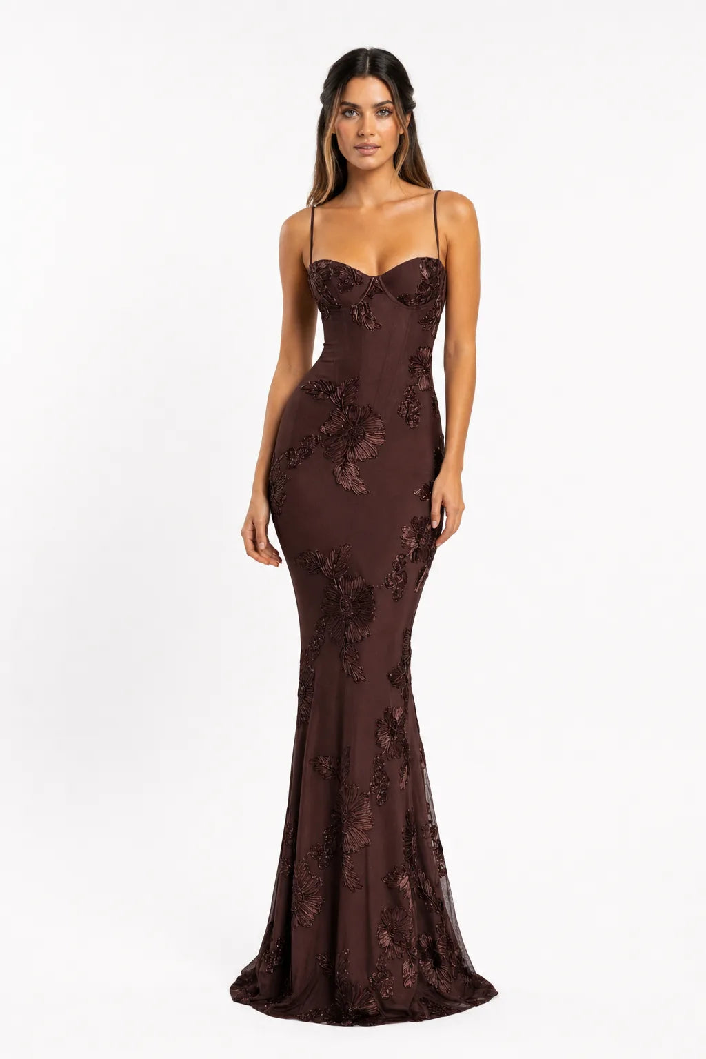 Elin Elite Floral Embroidered Gown