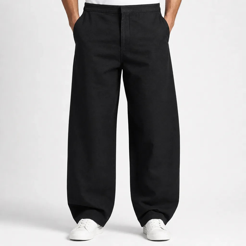 Men's Wide-Leg Cotton Pajama Pants - Baggy Belted Chino Pant