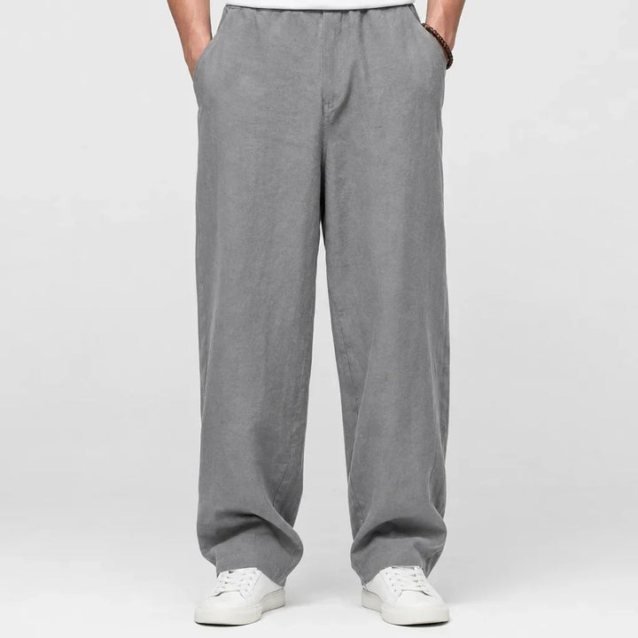 Men's Wide-Leg Cotton Pajama Pants - Baggy Belted Chino Pant