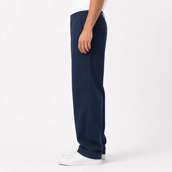 Men's Wide-Leg Cotton Pajama Pants - Baggy Belted Chino Pant