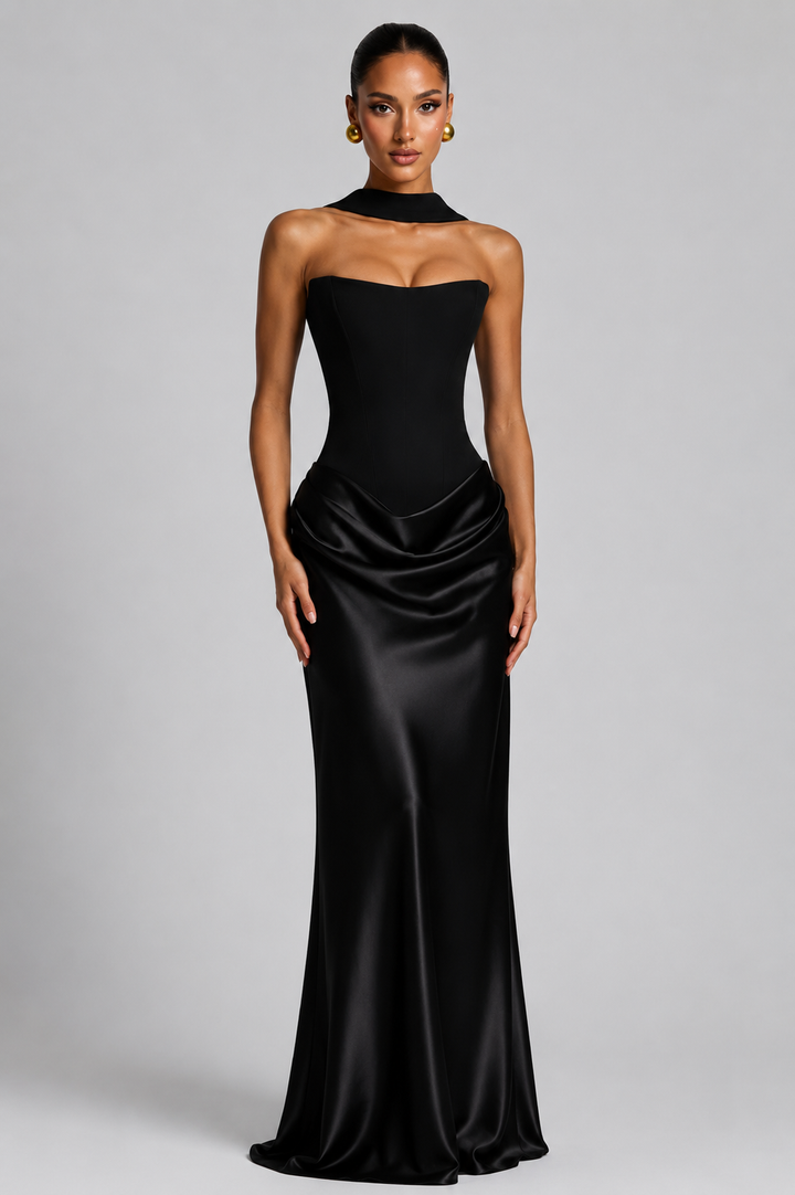 Mirabella | Corset Satin Bodycon Maxi Dress Wedding Guest