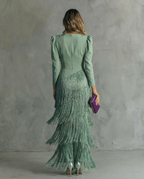 Esmeralda | Women's V-Neck Fringe Maxi Dress