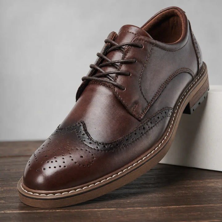 Everett Men's Wingtip Derby Shoes - Brogue Leather Dress Shoe