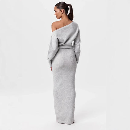 Off‑Shoulder Knitted Bodycon Dress