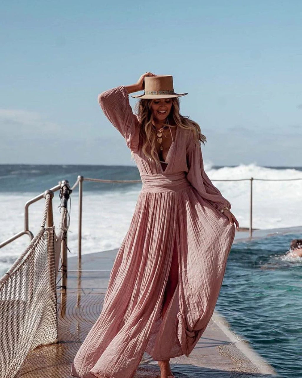 Women’s Pastoral Style Lantern Sleeve Dress – Elegant Casual Fashion-HighTouch