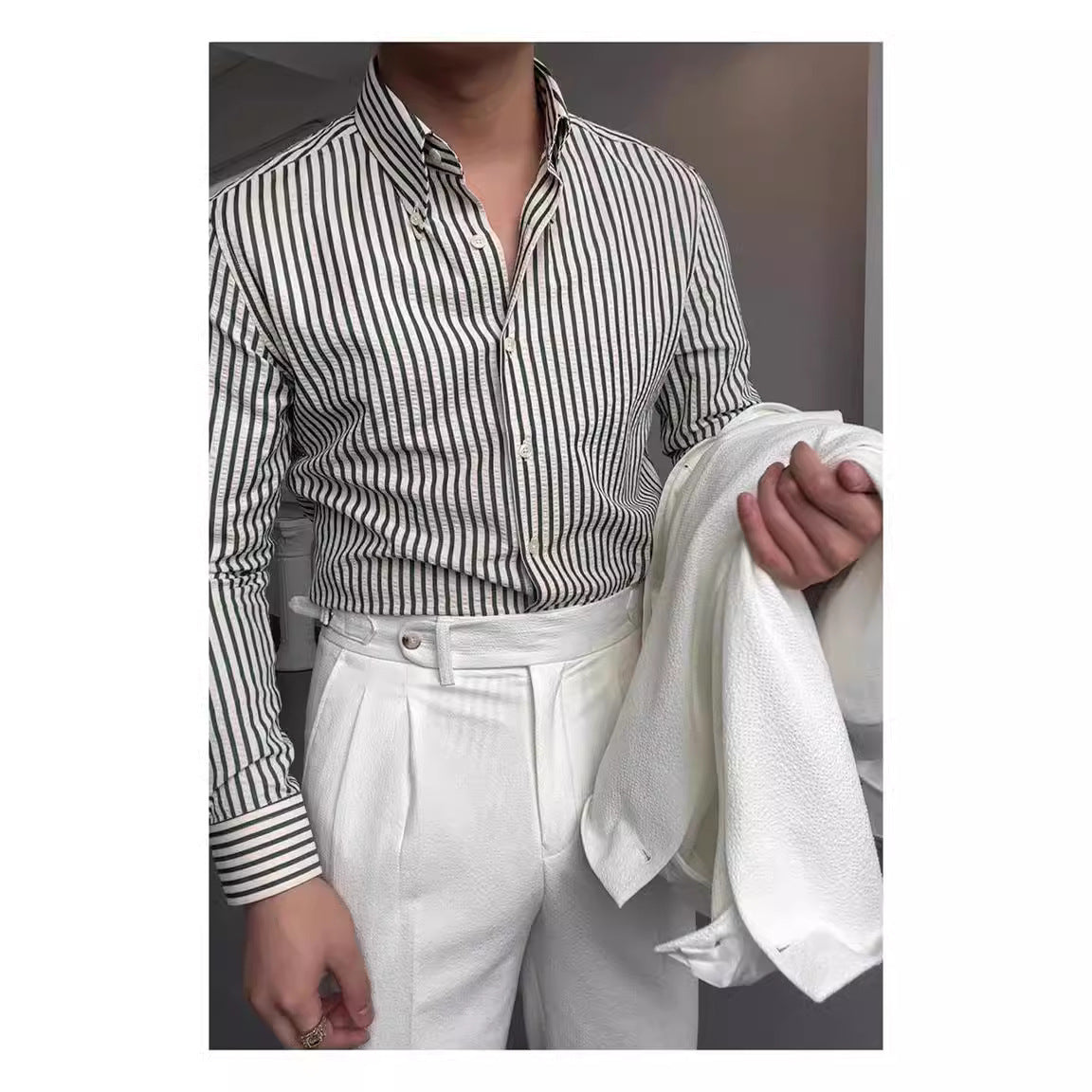 Spring Seersucker Series Shirt Men-HighTouch
