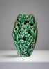 Glazed Green Flower Craved Vase - HighTouch 