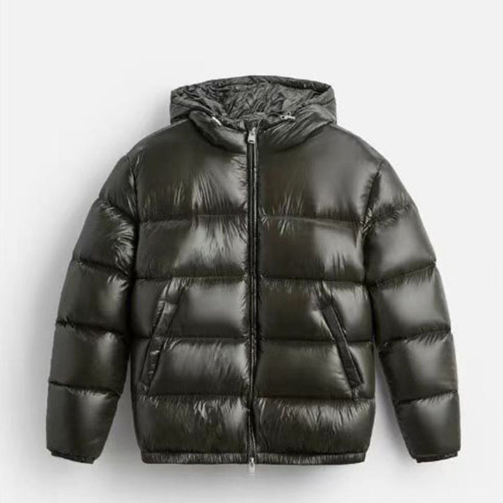 Men’s Black Hooded Cotton Jacket-HighTouch