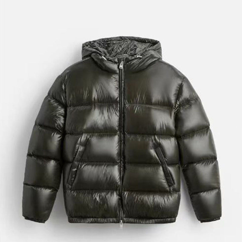 Men’s Black Hooded Cotton Jacket-HighTouch