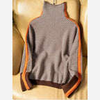 Women’s Contrast‑Sleeve Wool‑Like Turtleneck Sweater