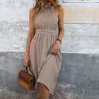 Women's Plaid One-Step Skirt – Casual Elegant Khaki Mini Dress-HighTouch