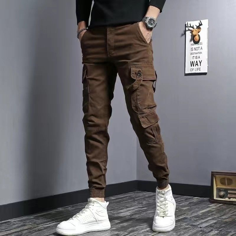 Men’s Slim Fit Cotton Work Pants – Stylish 9 Length Casual Trousers-HighTouch
