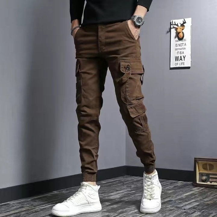 Men’s Slim Fit Cotton Work Pants – Stylish 9 Length Casual Trousers-HighTouch