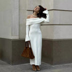 Off-Shoulder Knitted Dress UK-HighTouch