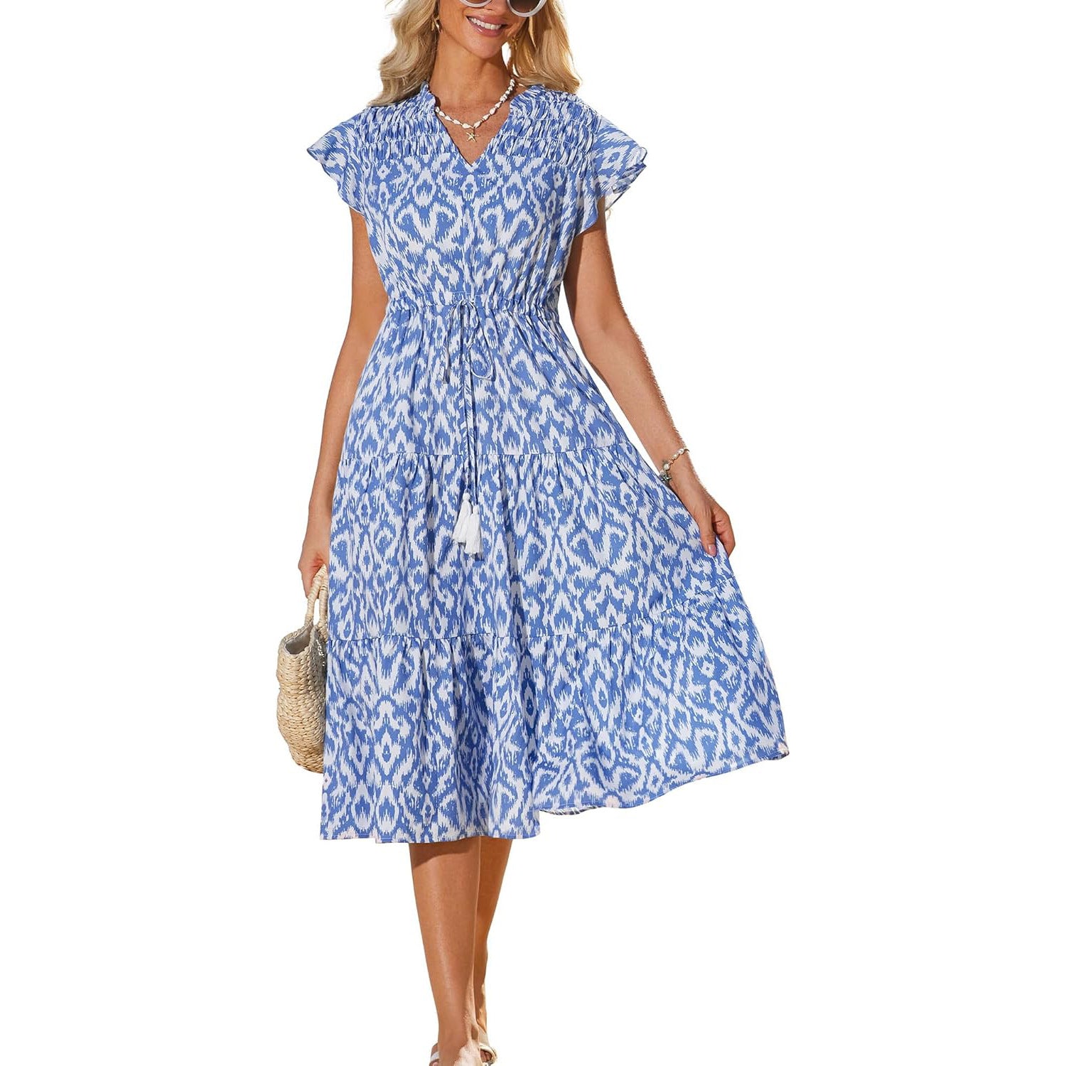 Women's Boho Dress | Tassel Tie Front Maxi-HighTouch