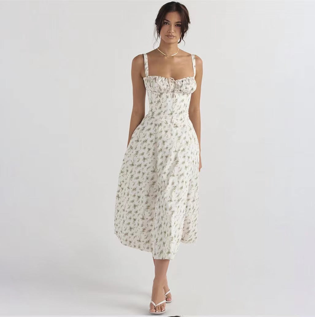 Seaside Vacation Sling Back Cross Tied Slim Fit Overknee Dress-HighTouch