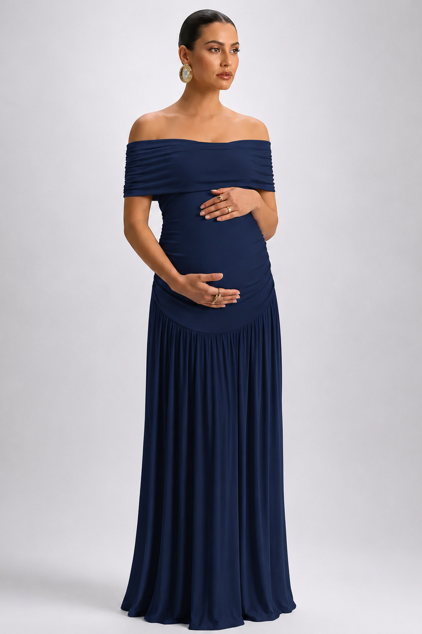 Maternity Maxi Dress – Off Shoulder Pregnancy Dress