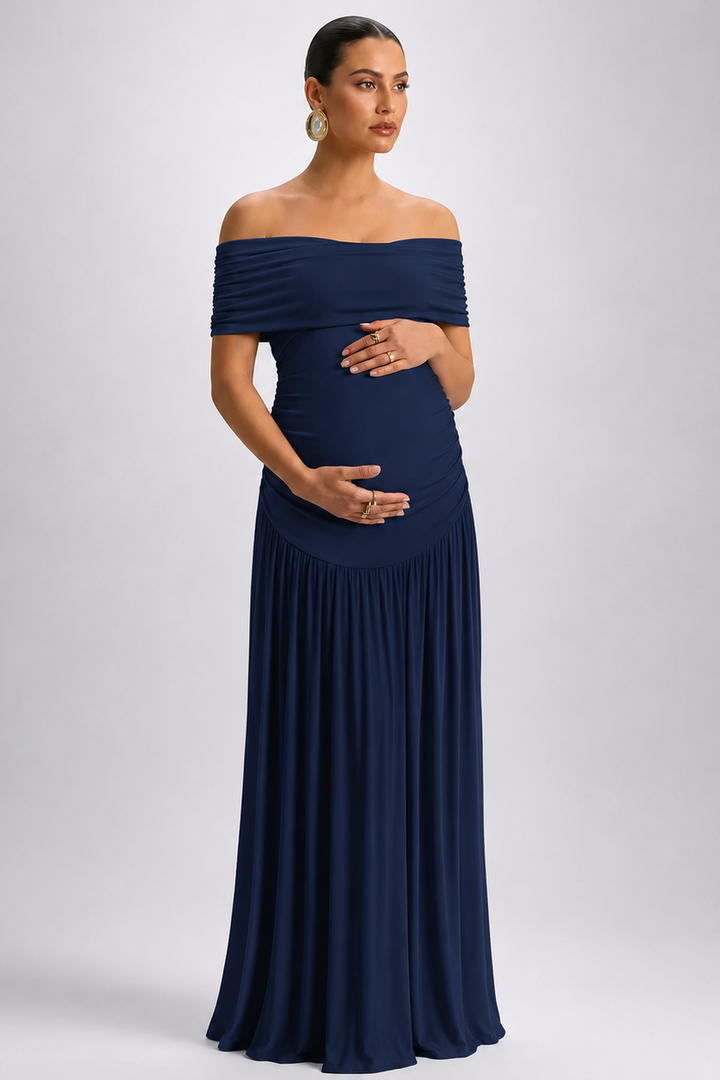 Maternity Maxi Dress – Off Shoulder Pregnancy Dress