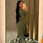 Long Sleeve Pleated High Waist Slim Fit Dress UK-HighTouch