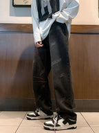 Men’s Washed Wide Leg Jeans Plus Size-HighTouch