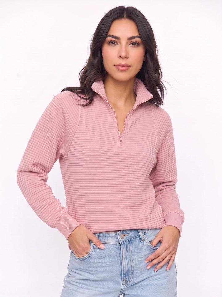 Women's Ribbed Half Zip Pullover Oversized Knit Sweater