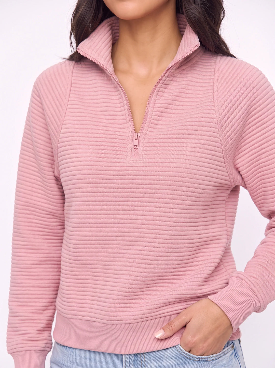 Women's Ribbed Half Zip Pullover Oversized Knit Sweater