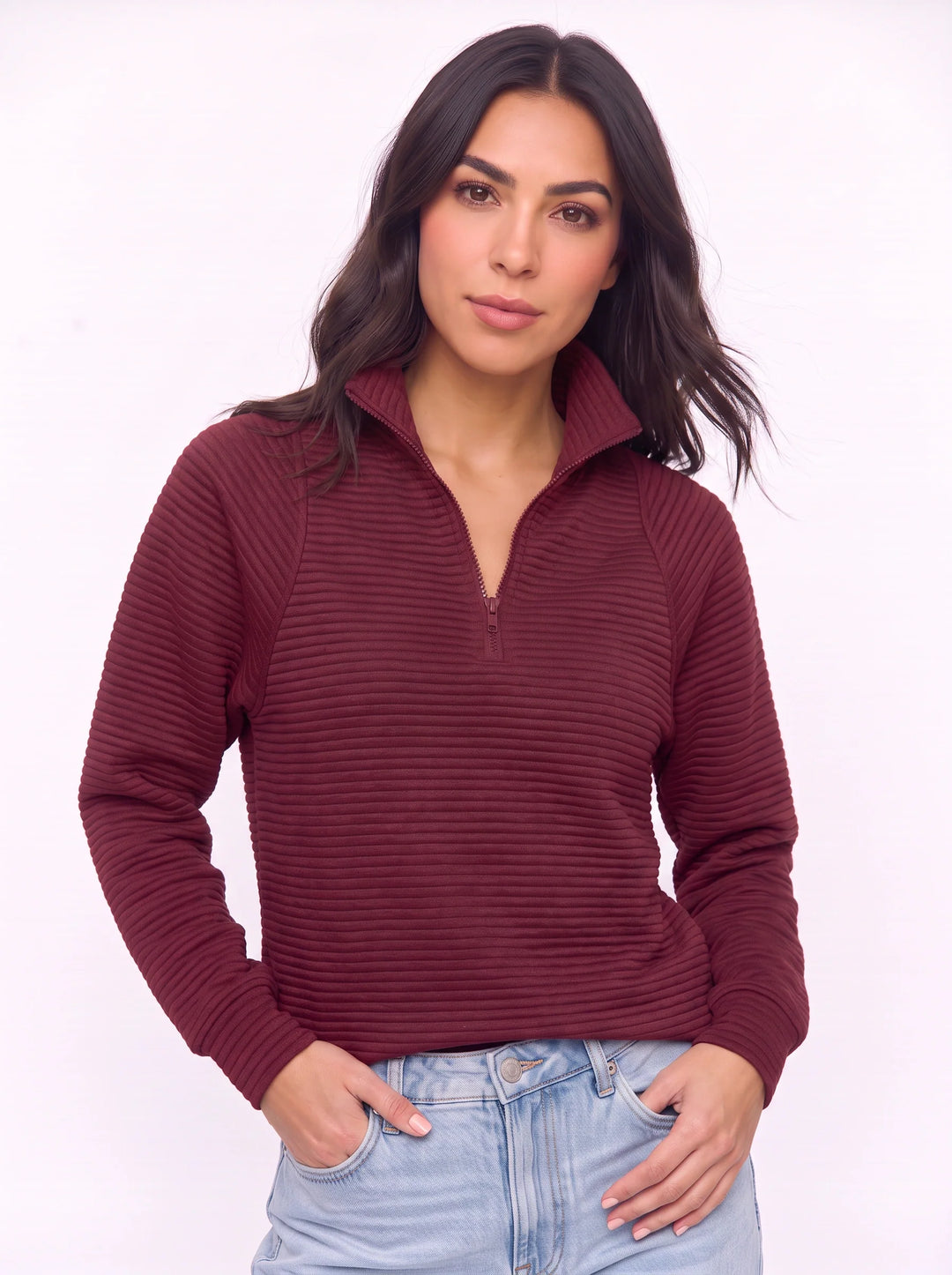 Women's Ribbed Half Zip Pullover Oversized Knit Sweater