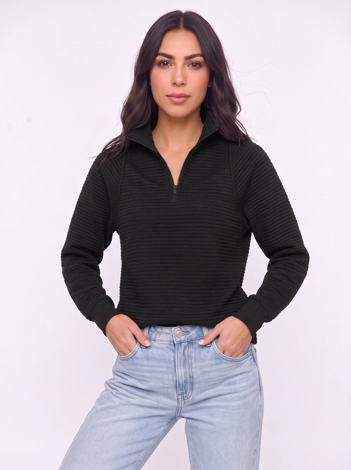 Women's Ribbed Half Zip Pullover Oversized Knit Sweater
