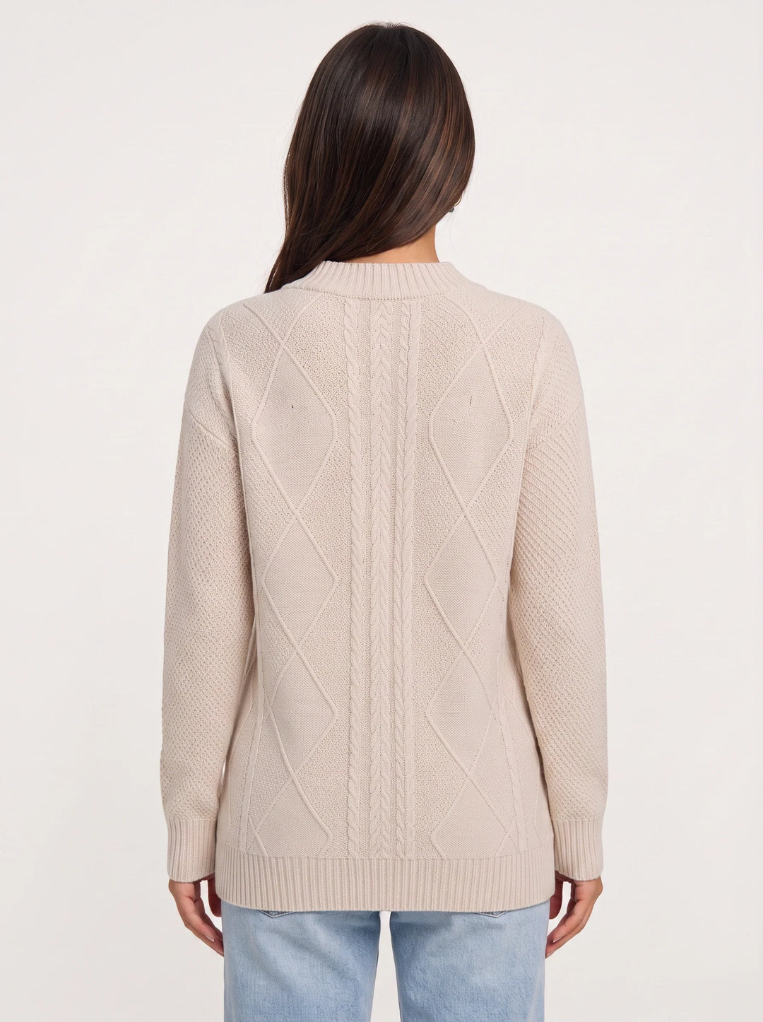Women's Chunky Cable Knit Cardigan V-Neck Button Sweater